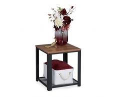 Relaxdays, Marron dâappoint Carrée Dessus de Table en Aspect boisé, Supports grillagés, Acier, HlP 44 x 40 x 40 cm, Panneau de Particules, 1 élément