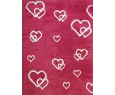Aratextil Coeurs Tapis Enfant, Coton, Magenta, 120Â x 160Â cm