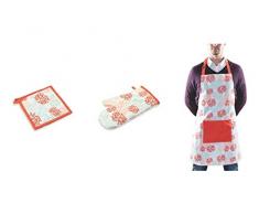 Villa DEste Home Tivoli 2195087 Reef Set Gant manique, Tablier, Coton, Rouge