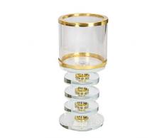 EUROCINSA Réf. 19153 Photophore en Verre avec détails métalliques en Couleur Or à 6,3 x 15,5 cm. 4pcs Métal Doré Taille Unique