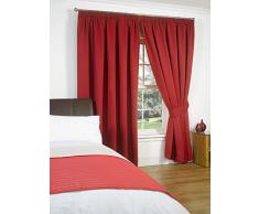 Dreamscene Paire de luxe entiÃ¨rement doublÃ© Rideaux occultants thermiques plissÃ©s avec embrasses, rouge, 66Â x 90