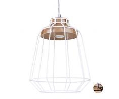 Relaxdays Lampe à suspension GRID design abat-jour forme diamant métal et bois luminaire moderne HxlxP: 135 x 25 x 25 cm- blanc