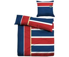 Tom Tailor 9507/807/004 Housse de Couette en Flanelle Coton Ã Large Rayure Rouge/Bleu 155 x 220 cm + 1 Taie dOreiller 80 x 80 cm