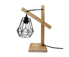 Rebecca Mobili Lampadaire en Style Scandinave, Lampe a Poser de Chevet Marron Clair pour Chambre a Coucher Salon, en Bois, Max 25 W E14 - Cable 150 cm - 38 x 26 x 15 cm (HxLxL) - Art. RE6264