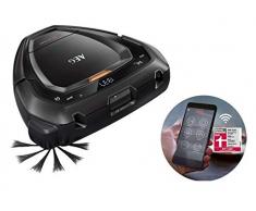 AEG Robot aspirateur 1. GÃ©nÃ©ration (sans sac, jusquÃ 60 min. DurÃ©e de fonctionnement, construction triangulaire, technologie appareil photo et laser, 700 ml). Aspirateur robot Noir