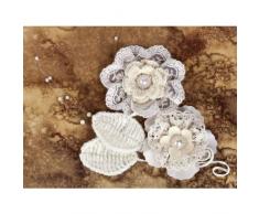 Prima Marketing Chantelle Tissu et Fleurs en Papier Motif napperon avec Perles 2.5 cm-Lot de 2