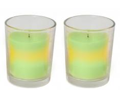 Star Lot de 2 bougies chauffe-plat à LED dans un verre Lumière vacillante Vert Piles incluses 7 x 4,5 cm