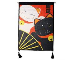 Panneau Japonais Duo Maneki Neko - Décoration Japonaise - 65 X 45 cm