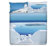 Gabel Planet Santorini Complet Drap Couvre-lit, 100% Coton, Multicolore, Lit, 290Â x 250Â x 1Â cm