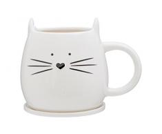 Premier Housewares Cat Mug et Dessous de Verre, Ivoire, 380Â ML, 2Â piÃ¨ces