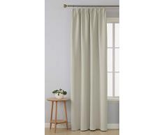 Deconovo Rideau Occultant Chambre Adulte Anti Chaleur Galon Fronceur Isolant Fenetre Thermique Salon Restaurant 1 Pcs, Polyester, Beige, 140x175cm