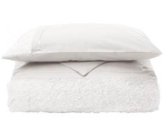 Just Contempo Parure de lit rétro avec housse de couette et taies doreiller à fronces et motif fleuri, Mélange de coton, crème, Simple