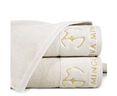 Eurofirany Lot de 3 Serviettes de Toilette en Coton Doux 70 x 140 cm avec Logo Simple CertifiÃ© Ãko-Tex Beige 70 x 140 cm