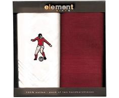 Element Gifts Lot de 2 mouchoirs en Coton Motif Football Blanc Taille Unique