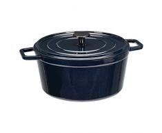 AmazonBasics Cocotte en fonte émaillée de haute qualité 4,7 L - Bleu (Deep Blue)