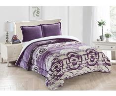 ForenTex Réversible Toucher Doux et Chaud Tissu en Micro-Soie pour canapé lit M-3091 Lilas