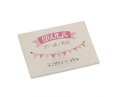 Mopec x652.2 â Carte Horizontal avec Guirlande de banderitas pour Fille, Pack de 5 Feuilles