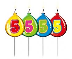 Folat Lot de 4 Bougies à Chiffres en Forme de Ballon - 5 Anniversaires - Anniversaire