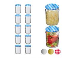 Relaxdays Lot de 12 bocaux en verre avec couvercles Ã visser hermÃ©tiques pour confiture, fruits et pesto Bleu 380 ml