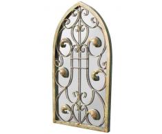 40 x 24 cm Grande Rustique Motif Arche défilement Ornate Jardin Miroir Mural en métal Country