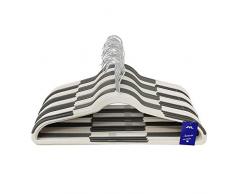 JVL Gamme Premium Plastique Gain de Place antidérapant cintres, Lot de 60, Gris et Blanc, Taille Unique