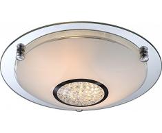 Globo E27Â 60Â W 2Â x Verre cristallin K9Â Edera Plafonnier, Chrome