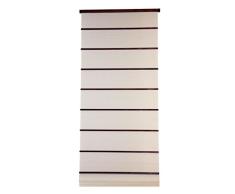 JAPONIKA Store Bateau Manoeuvre Cordon Tissu Polyester blanc aspect soie froissÃ©e/Lattes Bois Acajou Verni, largeur hors tout 80 x H.195 cm