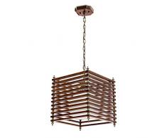 Relaxdays Lampe à suspension Abat-jour en bois Forme carrée Boule en verre Chaîne réglable