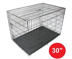 Gr8 Home Cage de Transport Pliable en métal pour Chien Chat Chiot avec poignée et Plateau Noir 76,2 cm Taille L