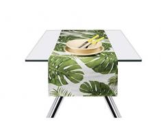 Excelsa Foliage Chemin de Table, 100% Coton, Vert, 45 x 140 cm