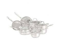 AmazonBasics Batterie de cuisine 11 pièces en acier inoxydable â Casseroles et poêles