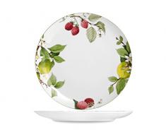 H&H 4347702 H & H Boss Plat décor 2041, Fonds, 19 cm, Porcelaine, Multicolore/Blanc