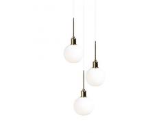SP Light and Design Diva Suspension triple Structure Or, Verre Blanc Lampe à suspension 4 W