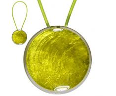 STEPHANOISE Magnet Rond Nacre Cordon Cuir, Vert anis, Diametre 6 cm - Envergure 30 cm