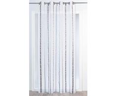 HomeMaison Voilage Brest à Jacquard Géométrique, Polyester, Taupe, 260x140 cm