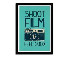 K.Olin Tribu - Affiche SHOOT FILM by VICTORSBEARD, Papier, Blanc, 45 x 65 x 1 cm SHOOT FILM4C