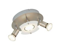 Briloner Leuchten 3499-032 plafonnier, Spots, Lampe Salon, Applique LED, Métal, GU10, 3 W, Matt Nickel, 20 x 20 x 9 cm