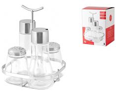 Home Huilier 4Â piÃ¨ces, Acier Inoxydable, Transparent/Acier, 15Â x 15Â x 22Â cm