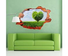 Walplus Sticker Mural Amovible 3D Décoration DIY pour Maison Salon Chambre Motif Arbre en Forme de cÅur Nature Champ Multicolore 90 x 60 cm