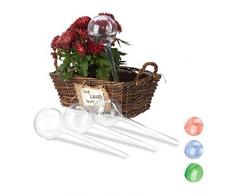 Relaxdays 10023226_50 Lot de 4 balles système darrosage à Double semaines, escamotable, Plantes en Plastique Transparent PVC, 8 cm