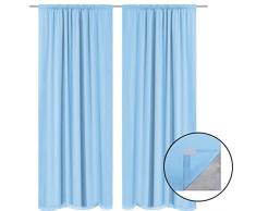vidaXL 132239 Lot de 2 Rideaux occultants à Åillets Turquoise 140 x 245 cm