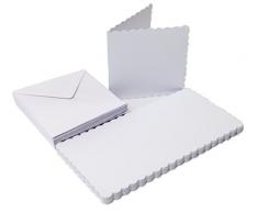 Le Papier Palace 25 Blanc festonné Cartes et enveloppes 20,3 x 20,3 cm, Blanc, Lot de 5