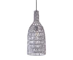 Luminaire Teva, suspension rotin, 60 W, Gris, Ã¸ 22 x H 60 cm