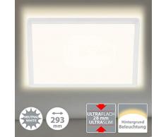 Briloner Leuchten Plafonnier LED au design ultra mince en blanc â Panneau LED carrÃ© 18W avec rÃ©troÃ©clairage indirect â IdÃ©al pour le salon, le bureau ou la chambre Ã coucher