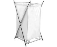 Home Panier Ã Linge, Tissu, Acier et Blanc