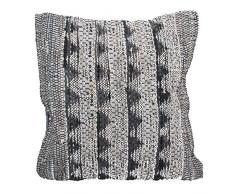Gisela Graham Coussin en Cuir Motif Chevrons Gris/Noir