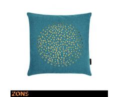 ZONS Coussin clouté Motif Cercle Or 45x45cm + Rembourrage 480g Coussin Voiture Coussin canapé Oreiller (Bleu)