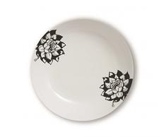 Excelsa Magatama Assiette Creuse, Porcelaine, Noir, 21,5Â x 21,5Â x 4Â cm