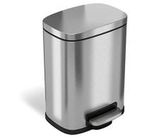 iTouchless Steel Step Trash Cane pÃ©dale de Cuisine en Acier Inoxydable pour Le Bureau, la Maison et la Cuisine, Silver 1.3 Gal, 1.3 Gal / 5 L
