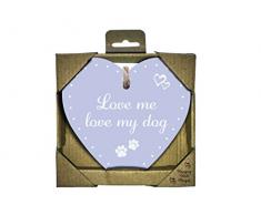 Magnet & Steel Aimant et Acier Love My Dog-Wooden CÅur, Bois, Multicolore, 13Â x 0.7Â x 13Â cm